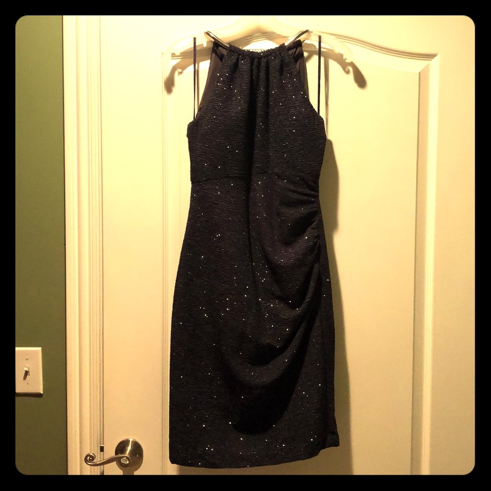 Very Glittery! Textured Gunmetal Body-con Dress